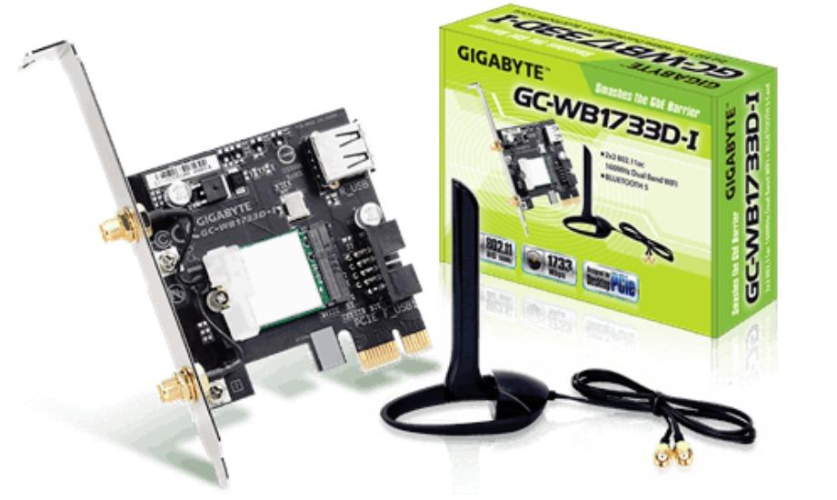 Card mạng không dây Gigabyte GC-WB1733D-I 802.11a/b/g/n/ac PCIe x1 slide image 1