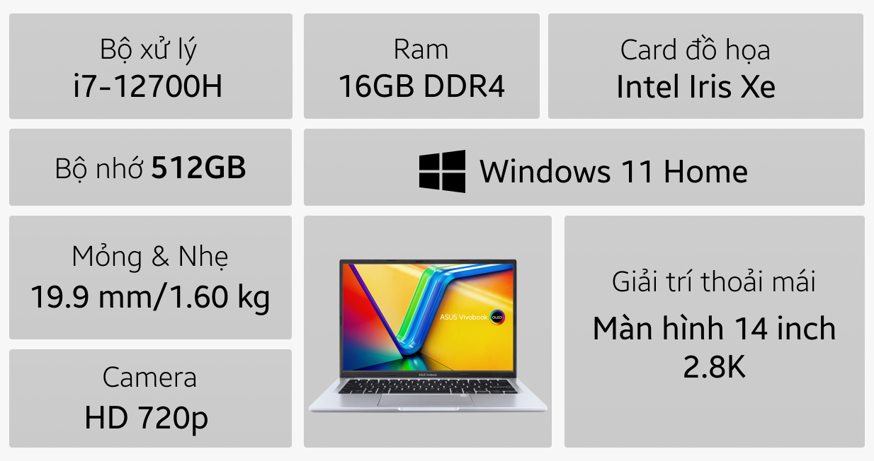 Laptop Asus Vivobook 14 OLED A1405ZA-KM263W slide image 0