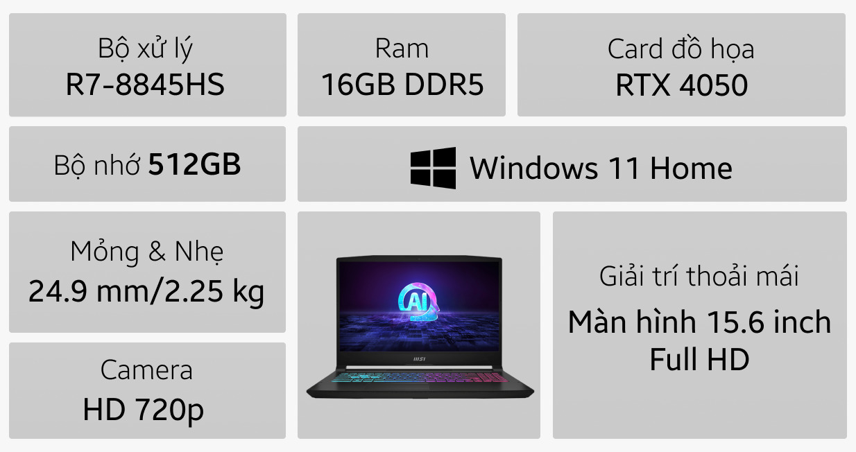 Laptop MSI Gaming Katana AI B8VE-402VN slide image 0