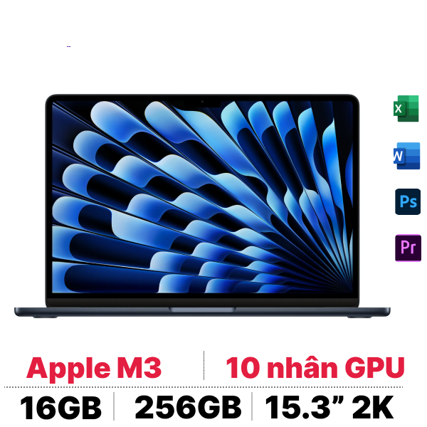 Macbook Air M3 15 inch 2024 16GB - 256GB sạc 70W | Chính hãng Apple Việt Nam slide image 0