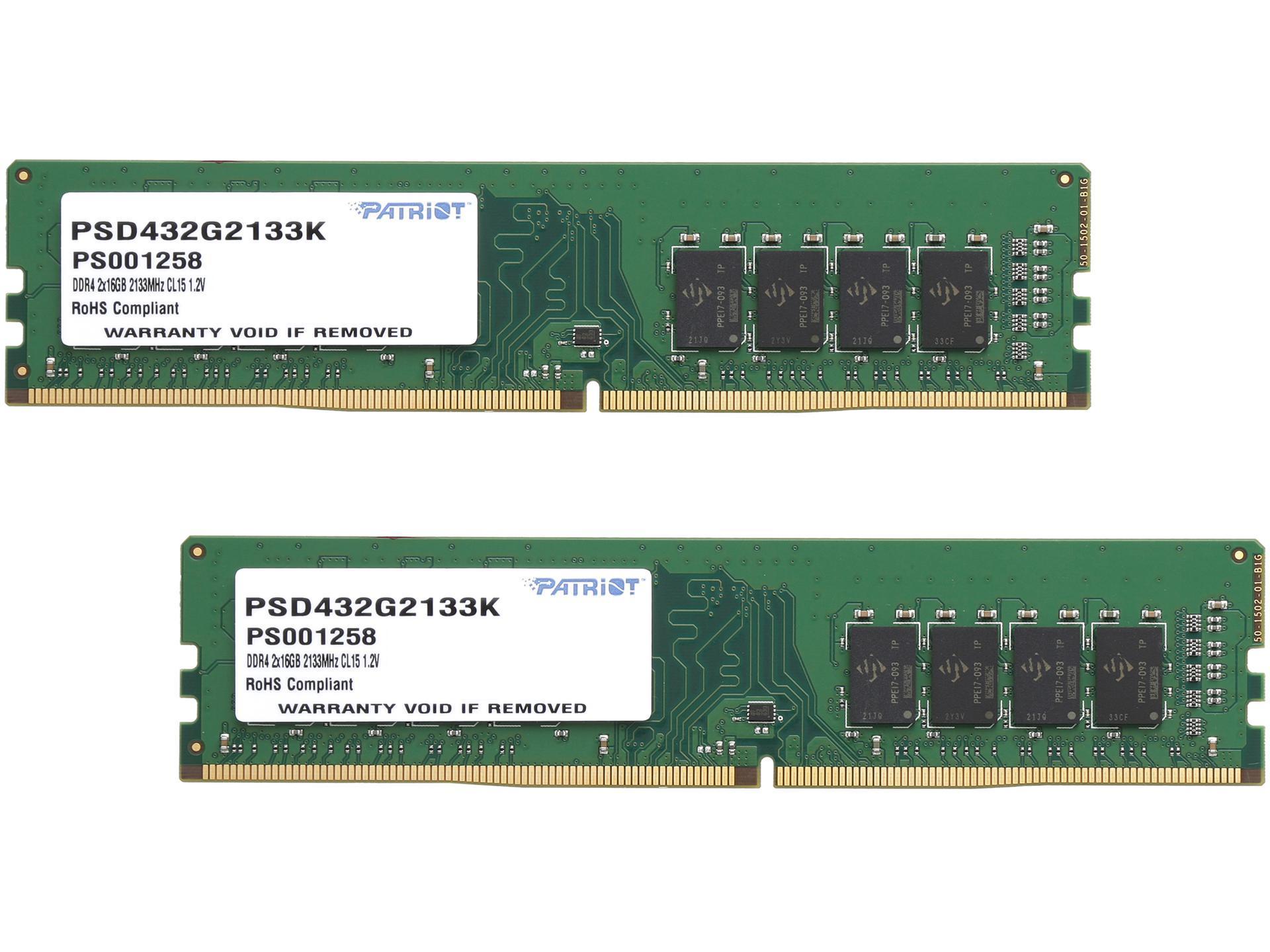 RAM Patriot Signature Line 32GB (2x16) DDR4-2133 SODIMM CL15 (PSD432G2133K) slide image 0