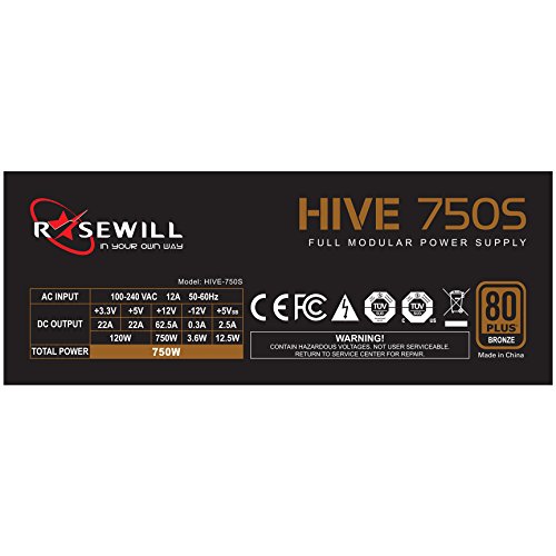 Nguồn máy tính Rosewill HIVE 750W 80+ Bronze ATX slide image 1