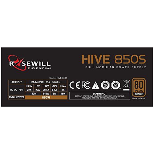 Nguồn máy tính Rosewill HIVE 850W 80+ Bronze ATX slide image 1