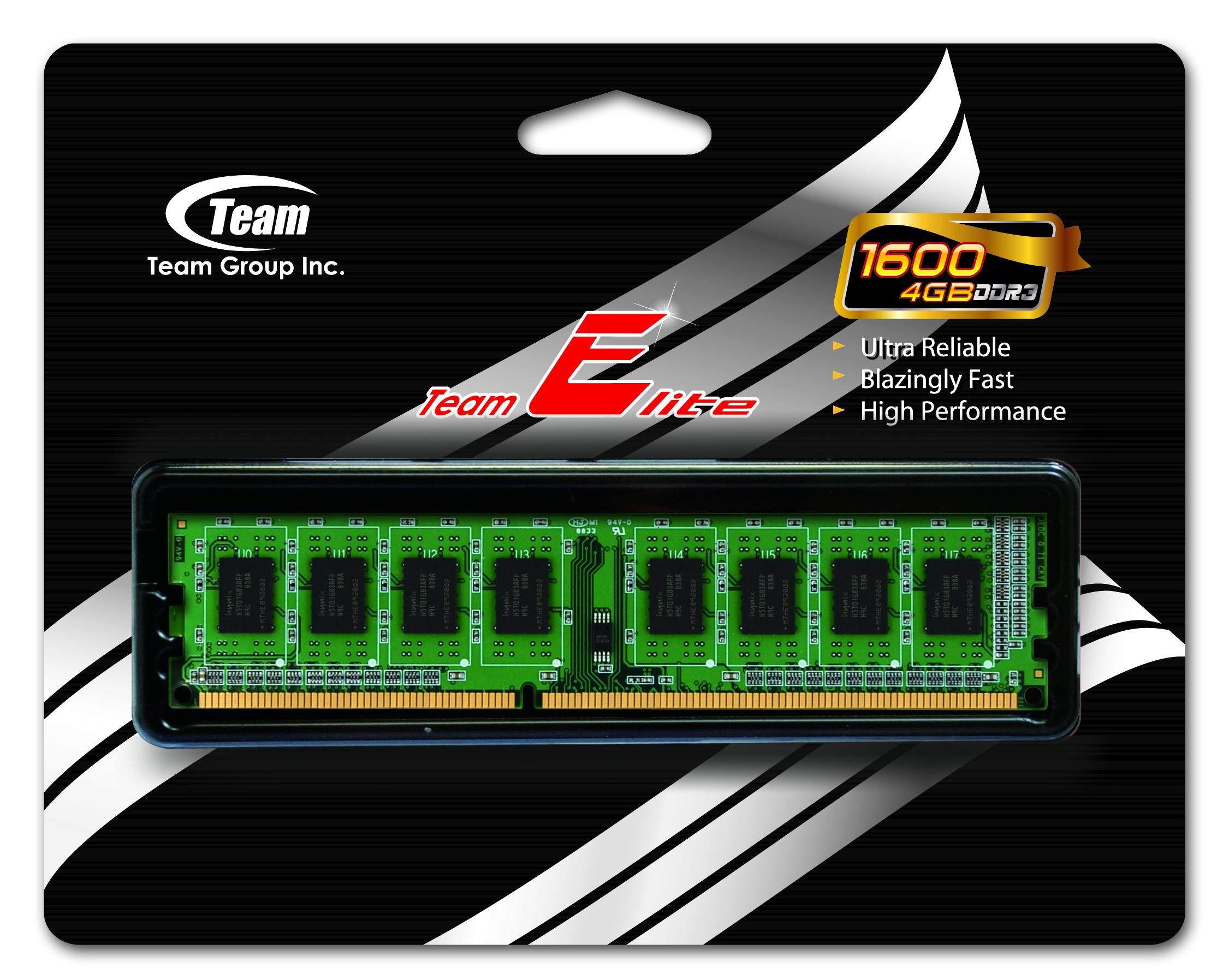RAM TEAMGROUP Elite 4GB (1x4) DDR3-1600 CL11 (TED34GM1600C1101) slide image 0